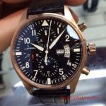 IWC Big Pilot Replica Chronograph Watch Rose Gold Black Leather